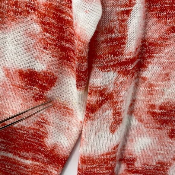 🎁5/$25 Clientele Woman's Shirt Tie Die White with Orange Design 3/4 Sleeve - Picture 7 of 8